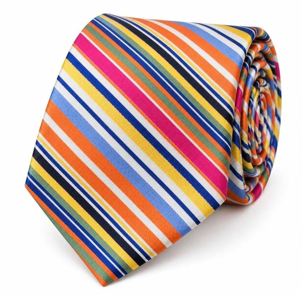 Vintage Tommy Hilfiger Tie 100% Silk Made in USA Multicolor Striped Necktie - Picture 2 of 16